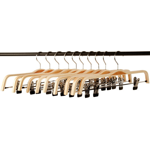 20 Pack Solid Finish Holz Hosen / Rock Kleider BüGel mit Anti-Rost Clips Kleider BüGel