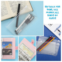 48 Pieces Binder Pockets 6 Holes Zipper Binder Pouch Folders Clear Waterproof PVC Loose Leaf Bags (A6)