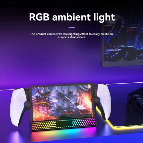 For PS5 Handheld Charging Single Base Charging Portable Stand with RGB Light for PS5 Portal Console Black 2