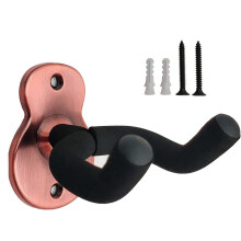 Guitar Wall Mount Hanger 2 Pack Red Bronze Holder for Acoustic Electric Bass with Padded Yoke