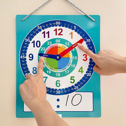 Learning Clock with Clear Time Markings, Silent Educational Wall Clock for Classroom and Kids 1