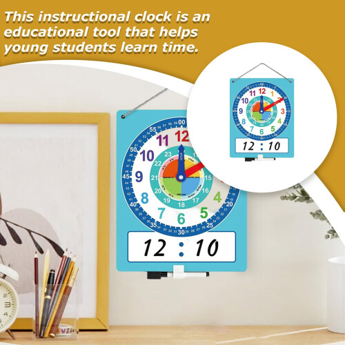 Learning Clock with Clear Time Markings, Silent Educational Wall Clock for Classroom and Kids 2