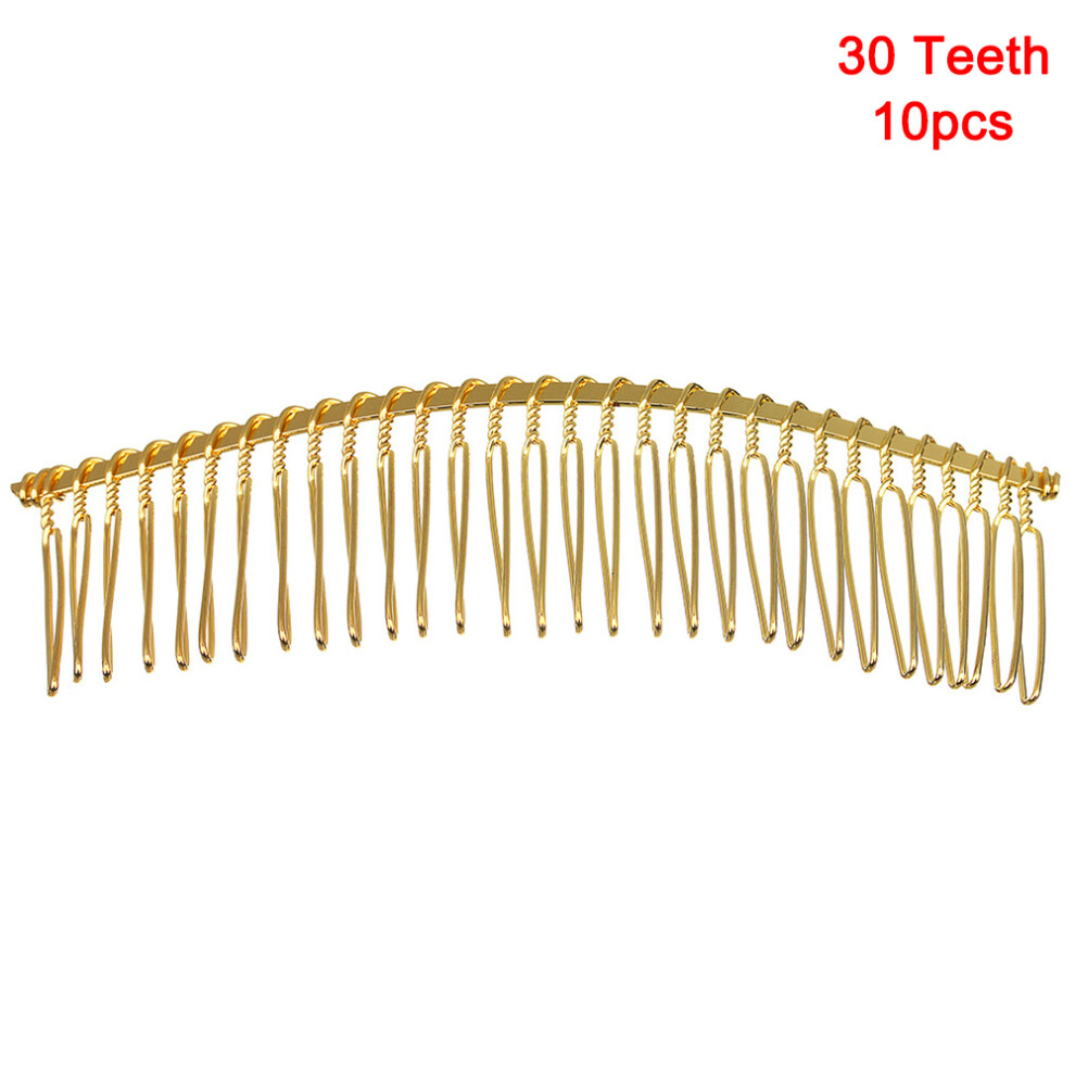 Roc-Electron Gold (, 30 Teeth) Bridal Veil Hair Comb - Metal Jewelry Gift