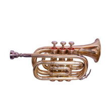 Gold Pocket Trumpet Bb Brass Finish with Case and Mouthpiece for Warm Rich Sound