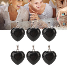 10pcs Black Heart Shaped Stone Pendant Set for Necklace Making, 20mm