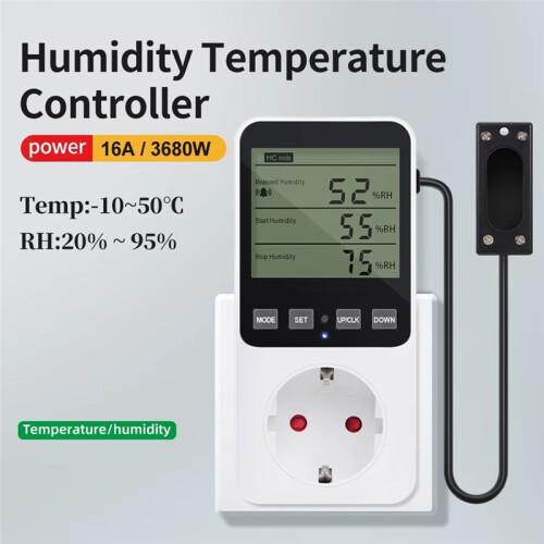 Digital Display Temperature and Humidity Controller Socket Thermostat Heating and Cooling Regulator  Socket EU Plug 1