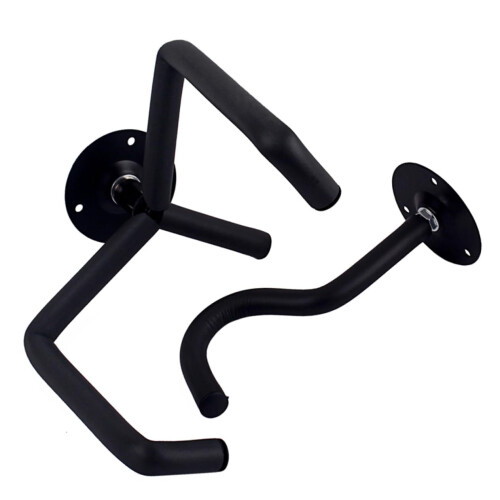 Guitar Wall Mount Hanger 2pcs Metal Bracket for Ukulele and String Instruments Matte Black Space Saving