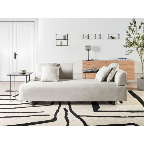 Beliani Sofa 3 Seater SOKNA Fabric Light Beige with Tables 1