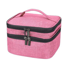(Rose Red, 25 x 22 x 15.5 cm) Waterproof Cosmetic Box with Handle