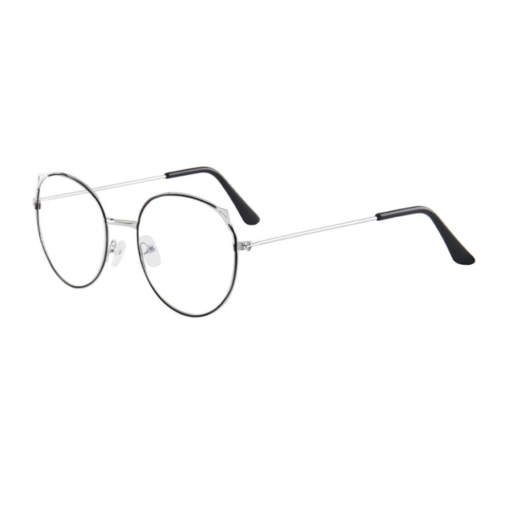 Roc-Electron (Silver Frame Black Paint) Blue Light Blocking Glasses Anti Eyestrain Unisex Circle Eyewear
