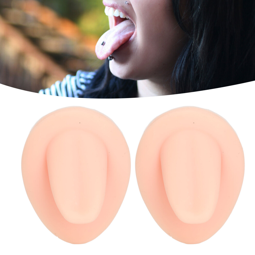 Soft Silicone Tongue Model for Piercing Practice & Jewelry Display, 2PCS