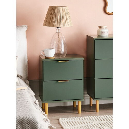 Beliani 2 Drawer Bedside Table WALPOLE Green 1