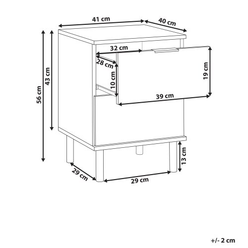 Beliani 2 Drawer Bedside Table WALPOLE Green 2