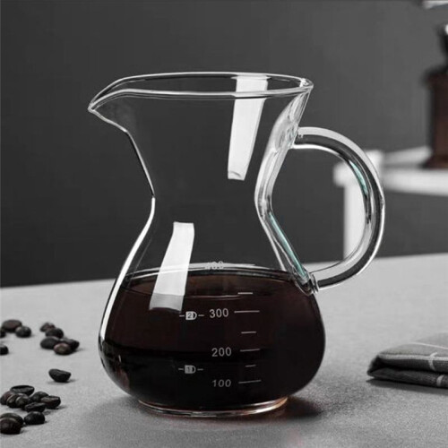 Glass Coffee Pot with Filter High Temperature Resistant Espresso Pots Graduated Scale Coffee Server 400ml 2