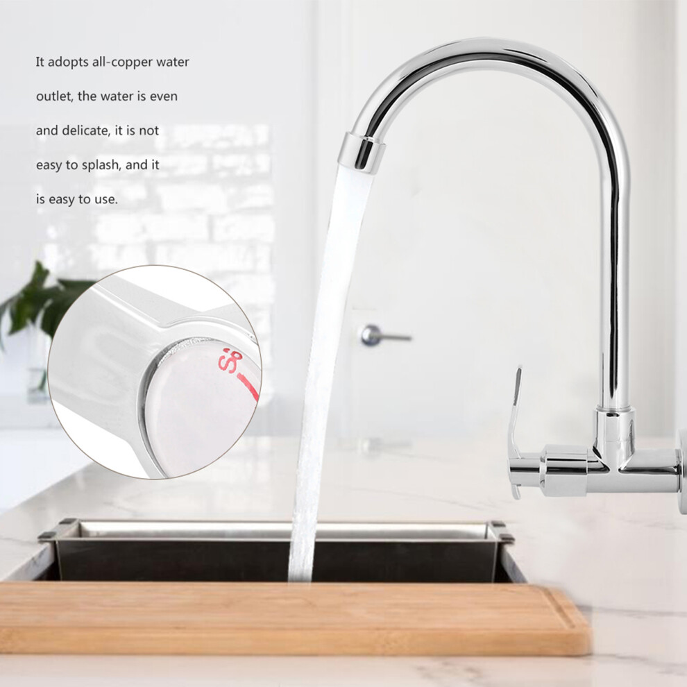 Wall Mounted Single Cold Kitchen Faucet G1/2In Chrome, 26Cm High 4621393197960