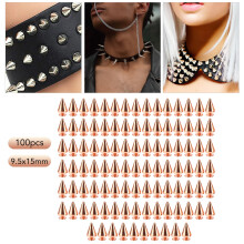 100 Stück Roségold-Kegelspikes Nieten 9,5x15 mm DIY Punk-Dekor