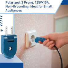 7 PCS Extension Cord Plug Replacement 2 Prong, Polarized,Electric Plug Rotatable Electrical Plug Extension Cord,US Plug