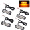 8Pcs 4 LED Amber Recovery Strobe Lights 12V 24V Orange Grill Breakdown Flashing 2