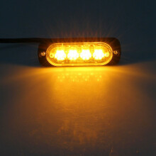 8Pcs 4 LED Amber Recovery Strobe Lights 12V 24V Orange Grill Breakdown Flashing