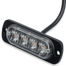 8Pcs 4 LED Amber Recovery Strobe Lights 12V 24V Orange Grill Breakdown Flashing