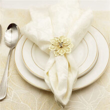 60Pcs Flower Design Napkin Rings Metal Gold Napkin Buckle Napkin Ring Holder