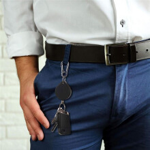 Retractable Keychain Badge Holder Heavy Duty Badge Reel Strong Casing Metal Coiled Steel Wire Rope Carabiner