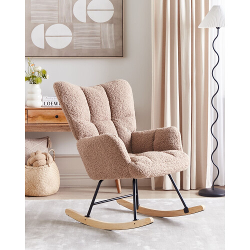Beliani Rocking Chair OULU Boucle Sand Beige 1