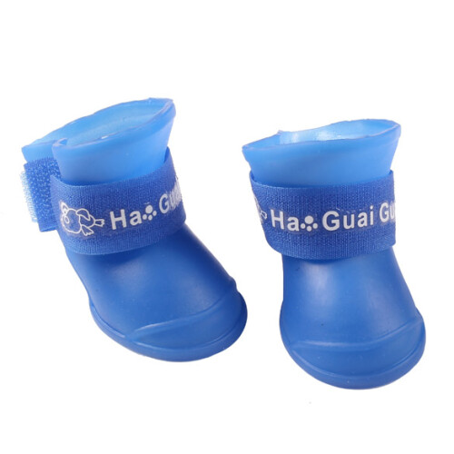 (Blue, M) 4Pcs Waterproof Dog Boots Candy Color 2