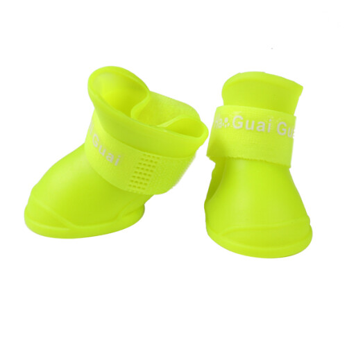 (Yellow, S) 4Pcs Waterproof Dog Boots Candy Color 2
