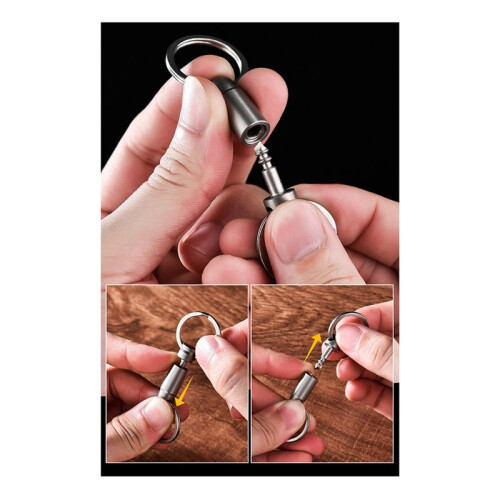 Titanium Alloy Keychain Spring Lock Car  Universal Rotating Ring Buckle-Primary Color 1