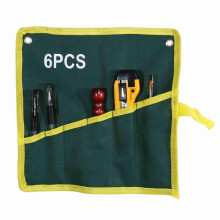 Green Canvas Tool Roll 6 Pockets