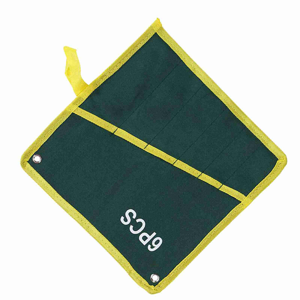 Tool Roll Up Bag Canvas Spanner Wrench Green 6 Pockets Durable Storage 6951393201205
