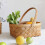 2X Handmade Rattan Storage Container Storage Basket Wooden Storage Basket with Handle Storage Container 3