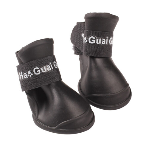 (Black, L) 4Pcs Waterproof Dog Boots Candy Color 2