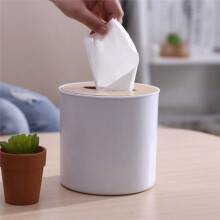 3X Wooden Cover Round Roll Paper Tissue Tube Household Removable Wooden Tissue Box