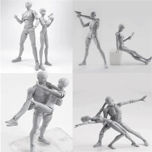 Action Figures PVC Model with Box Drawing Figure Models for Artists(Female+Male,Grey)
