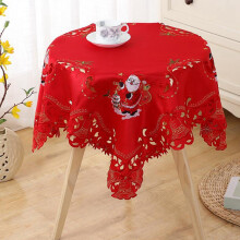 2X Christmas Embroidered Table Cloth,Hollow-Out Round Table Linen,for Restaurant Dinning Xams Party Banquet, 33 Inch