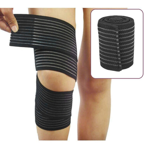 2X Extra Long Elastic Knee Wrap Compression Bandage Brace Support Elastic Knee Compression Bandage Wraps 2