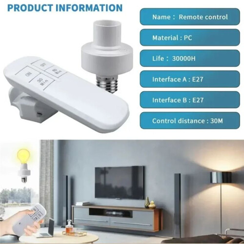Wireless Remote Control Lamp Holder Timer  LED Light Bulb Socket E27 Long Distance 110V 2