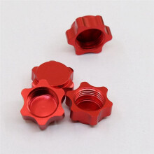 12Pcs Aluminum Wheel Hub Cover Anti-Dust Cover 17mm Hex Nut for 1/8 RC Car,Red