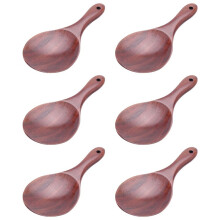 6X Teak Wood Spoon Natural Solid Wood Rice Spoon Wooden Rice Paddle  Potato Serving Spoon Wooden Kitchen Utensils