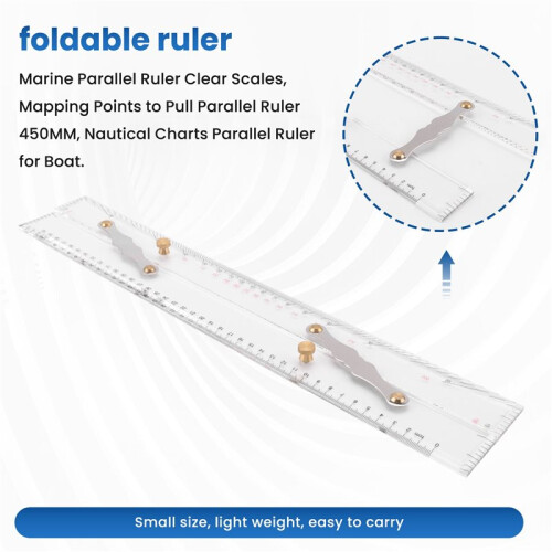 Marine Parallel Ruler Clear Scales, Mapping Points to Pull Parallel Ruler 450MM, Nautical Charts Parallel Ruler for Boat 2
