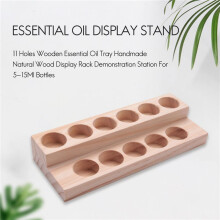4X 11 Holes Wooden Essential Oil Tray Handmade Natural Wood Display Rack Demonstration Station for 5-15Ml Bottles