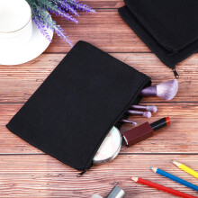 Canvas Makeup Bags Canvas Zipper Pouch Bags Pencil Case Blank DIY Bags Cosmetic Pouch for DIY (18 Pieces)