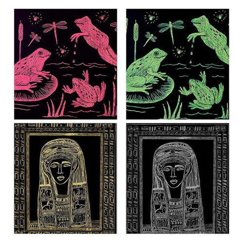 A4 Rainbow Scratch-Papper, 50 Ark för Scratch Art, Ritning, Gravering (5 Enfärgade) 2