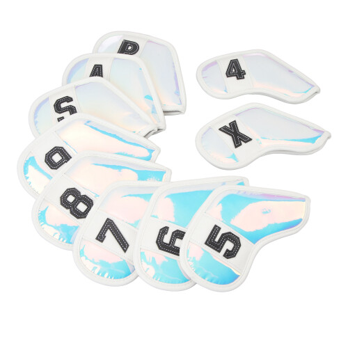 10Pcs PU Golf Head Covers 17.5x11.5 cm White Edge