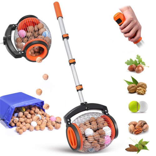 Walnuts Picker Upper Roller-Nut Gatherer,Multifunctional Nuts Picker Upper with Rolling Drum, Easy to Pick and Empty