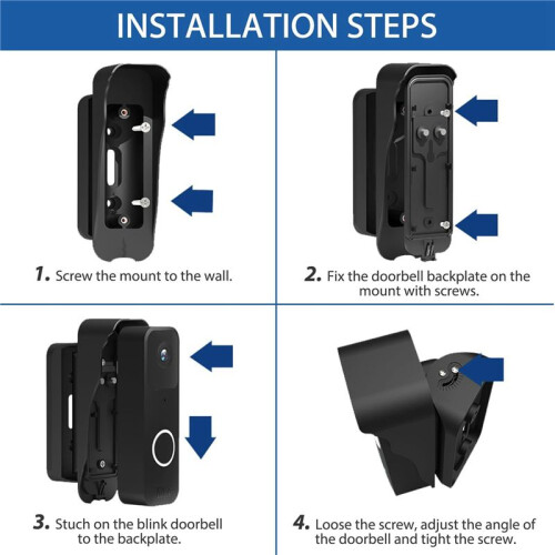 2X Kit de Montage à Angle RéGlable pour Sonnette, Support D'Angle pour CaméRa de Sonnette Blink, pour CaméRa de Sonnette VidéO Blink 2