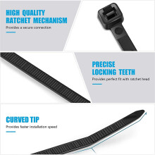 Zip Ties 12 Inch Heavy Duty Zip Ties with 120 Pounds Tensile Strength, Black Cable Ties, 100 Pieces