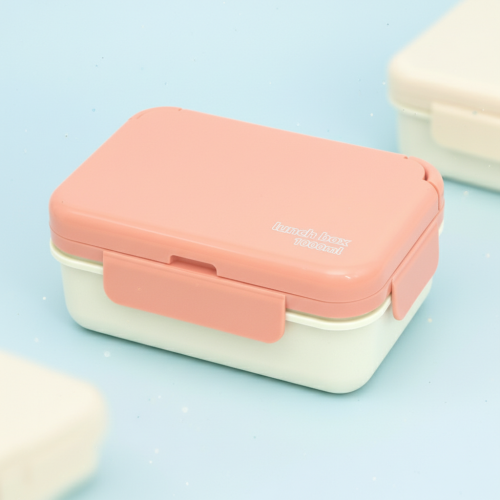 (Red) Microwave-Safe 2-Compartment Lunch Box 1